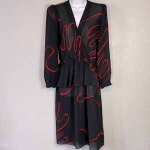 Chic Black and Red Long Sleeve Dress